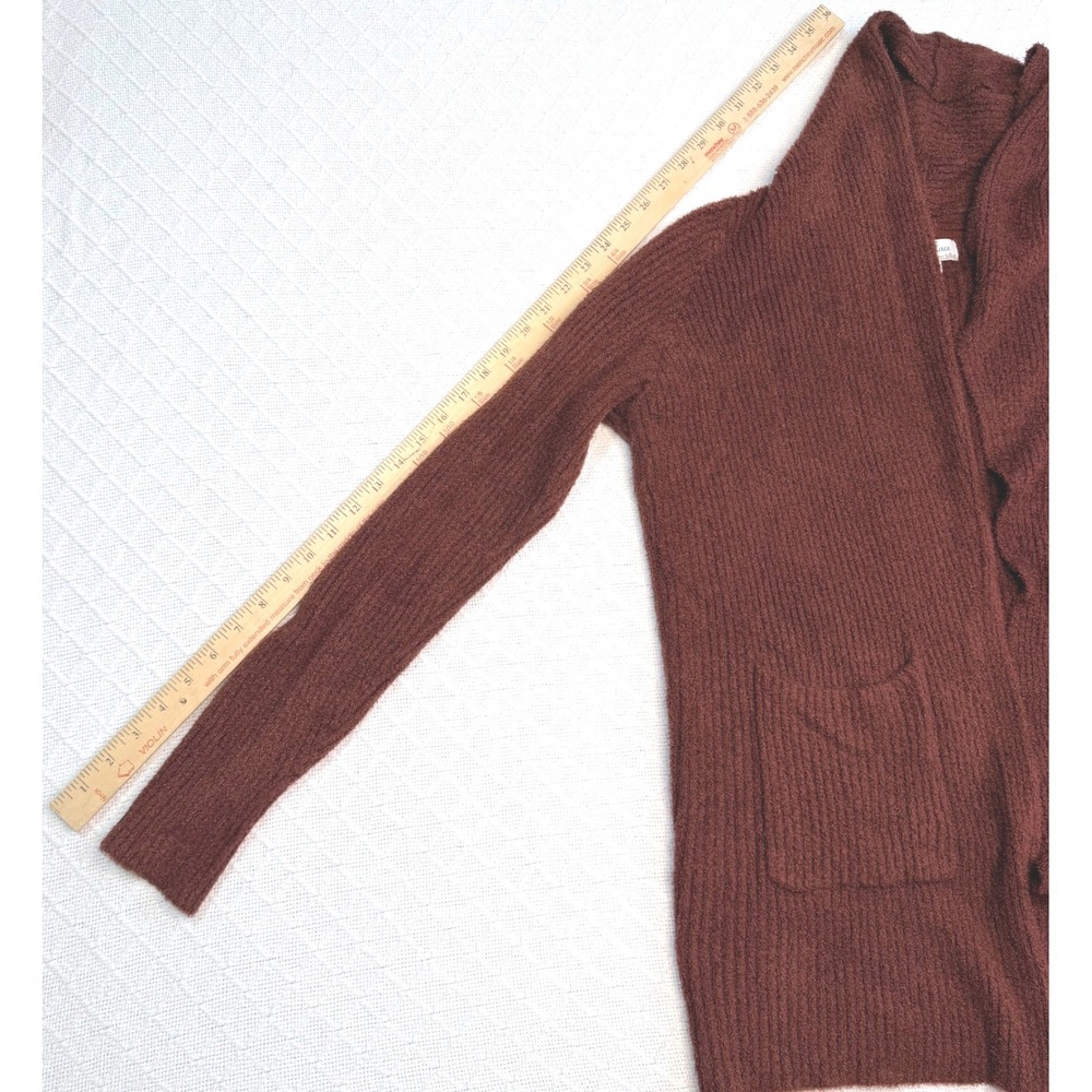 Grace & Lace Rust Brown Bamboo Knit Open Front Cardigan Pockets 10D15-21 Medium - Picture 9 of 9